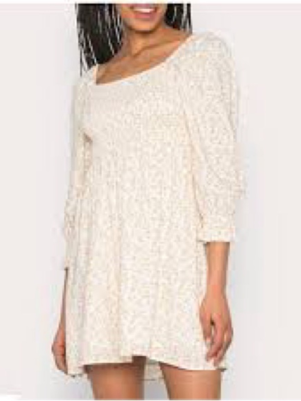Hollister Cream Scoop-Neck Mini Babydoll Dress